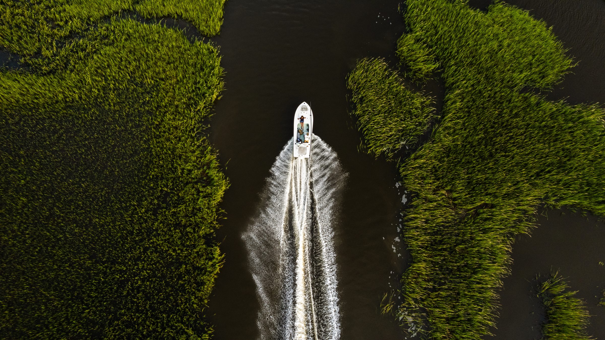Outgoing Tide — aerial view of St. Augustine marsh